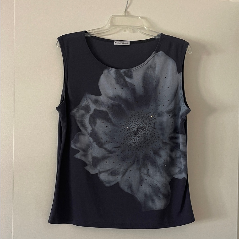 Elegant Black and Gray Floral Tank Top